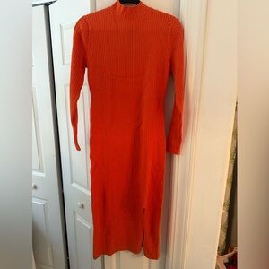 Orange knit longline ribbed dress NWT